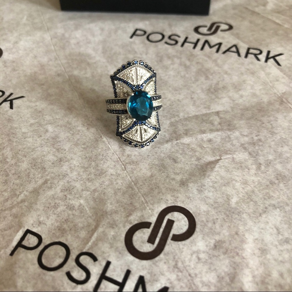Rarities 5.39 ct. London Blue Topaz Ring Shield - Picture 10 of 10